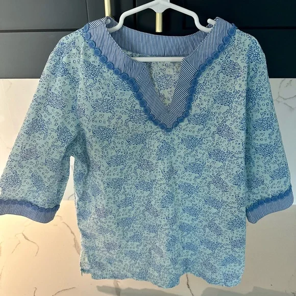 EUC Vineyard Vines Beachy Coastal Blue Sea Turtles Tunic Swim Cover-up - Picture 1 of 1